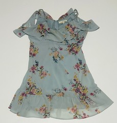 Rewind Ladies Floral Chiffon Cold Shoulder V-Neck Ruffle Maxi Dress Size XL