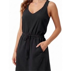 Athleta Black V-Neck Sleeveless Dress