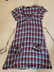 Nomads size S really cute cotton cheesecloth gingham blue red white black dress