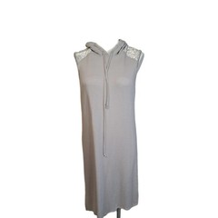 NWT Nordstrom Bobeau Gray Silver Lounge Beach Soft Hoodie Dress Medium M