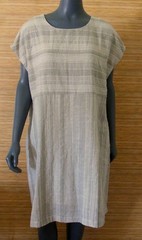 COTTON BLEU Sheath Shift Dress Natural Gray Stripes Pockets Lined M Medium NEW