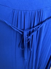 Calvin Klein Blue Solid V-Neck Sleeveless Maxi Long Dress 20W Pleated Tie