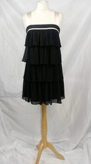 FRENCH CONNECTION BLACK & IVORY TIERED FLAPPER GATSBY 20s STYLE DRESS UK 10