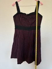 Hot Topic Size L Black Maroon Checked Babydoll Dress Buttons Y2K Grunge Alt
