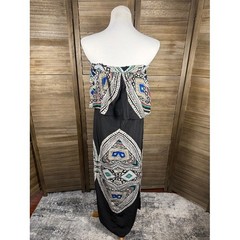Mossimo Womens Small Strapless Popover Maxi Dress Black Geometric Tribal Print