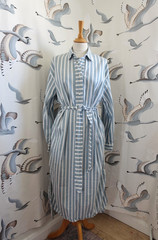 SAMSOE SAMSOE Blue/grey striped Linen blend AMARA shirt dress size L