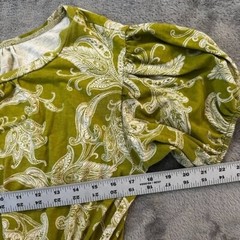 Daily Practice Green Paisley Dress SMALL Puffed Short Sleeves Pockets Cotton