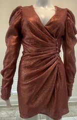 C/MEO Collective « As It Goes » Long Sleeve Mini Dress in Rosewood Sequin SizeS