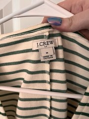 J.CREW Women&rsquo;s Green/White Striped Shift Dress V-Neck Cap Sleeve Size M