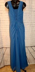The Loretta Collection « Peacock Blue » Pleated Ruffle Gown ( Size 2/4-Small)