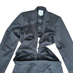 Extro & Vert Black Twist Front Blazer Skirt Dress Sz 12