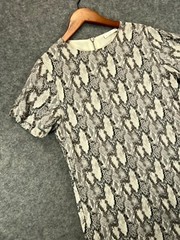 KARLIE Dress Juniors Large Beige Snake Skin Shift Short Sleeve Casual Ladies
