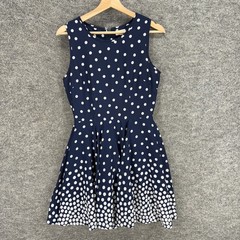 Maison Jules Dress Women S Small Blue Polka Dot Sheath Short Zipper Sleeveless