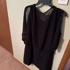 Black With Silver Sequins Design Lined One Piece Dress Size 16