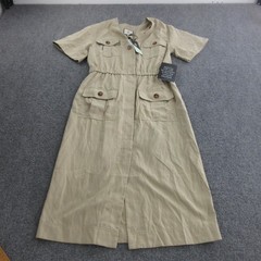 Tuckernuck Carrie Dress Womens M Beige Twill Shirt Midi Short Sleeve Safari