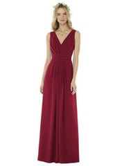 Social Bridesmaids Full Length Sleeveless V Neck Burgundy Sz 16 Prom Dress 8157