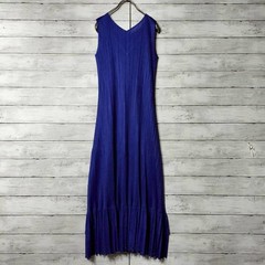 Pleats Please Issey Miyake Cardigan & Long Dress Set Blue