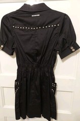 Nwts $107 Coogi Junior Size Medium Black Studded Snap Front Short Sleeve Dress