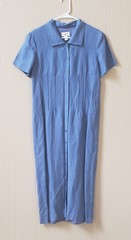 TALBOTS Maxi Full Button Down Modest Dress Linen Blend Cornflower Blue Size 8