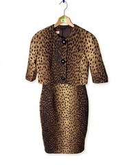 Vintage y2k Michael Kors MII leo print Sleeveless Wool Silk Dress and Jacket sz6
