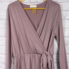 Perfect Peach Large Mauve Long Sleeve Wrap Dress NWT