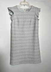 Loft white & black pencil dress w/ cap sleeves & darts sz 00P Hidden Back zipper