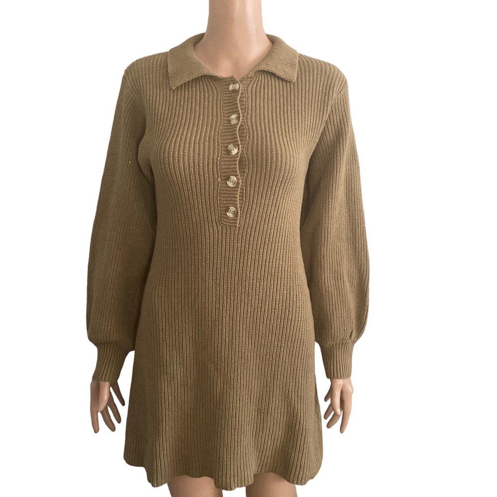 Blue Blush Sweater Dress Womens Small Brown Mini