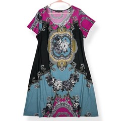 Mile Gabrielle Dress Womens Plus 2X Short Sleeve A-line Stretch