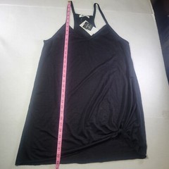 Miken Women Black Sleeveless V-Neck Knotted Hem Coverup Dress Size L