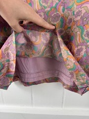 Vintage 60s Size XS 6-8 Pink Psychedelic Floral Silk Mini Dress