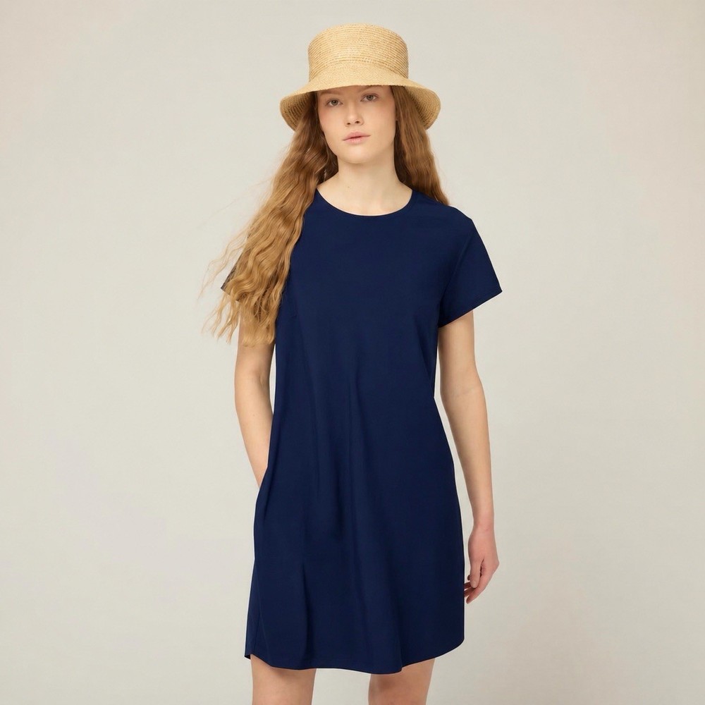 Tilley Tech SLK Tee Dress – Size S – Navy – UPF 50+ – Lightweight Travel Dress