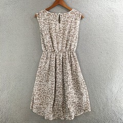 Maurices A Line Dress Womens Small Sleeveless Knee Length Leopard Print Beige