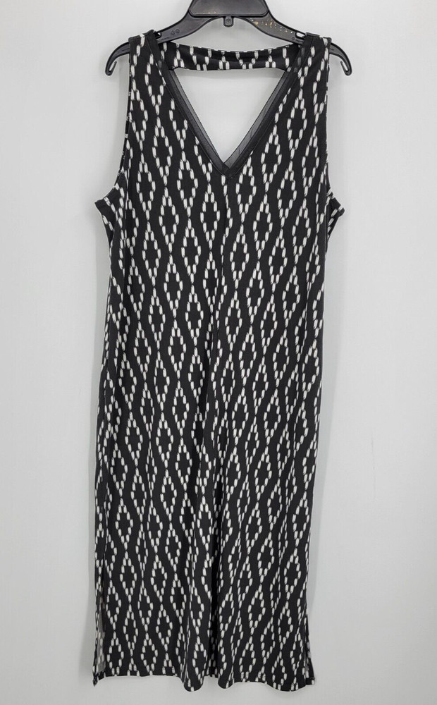 Banana Republic Dress Womens Medium Sleeveless Black Aztec Print V-Neck Boho