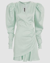 $535 ROTATE Birger Christensen Women Green Puff Sleeve Mini Dress EU 42/ US 10