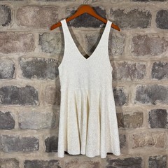 Silence Noise Cream Gold Fit & Flare Sleeveless Mini Dress Large Open Back Party