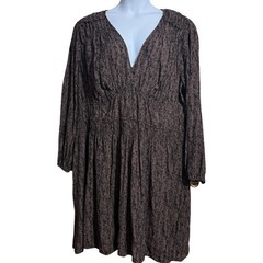 NWT Universal Thread Black and Brown print long balloon sleeve dress – 3X