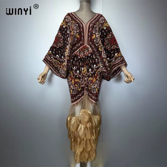 Pleated Elastic Slim Dress Beach Cover up Abaya Dubai Luxury Party Dress Evening