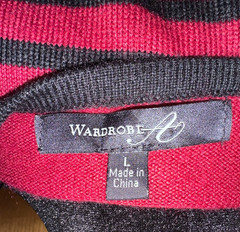 Wardrobe A Red and Black Striped Short Sleeve Lightweight Knit Sweater Dress L