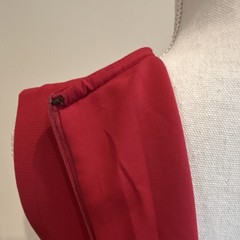 Talbots Red Solid A-Line Midi Dress Round Neck Sleeveless Stretch Zip 4