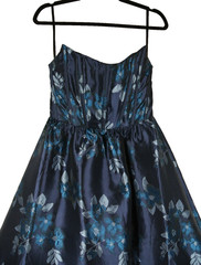 New, Dessy Collection Damask Strapless Gown in Midnight Navy Damask 12 #LD0253