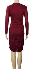 HELMUT LANG for Intermix Burgundy Asymmetric Ruched Jersey Knit Sheath Dress S