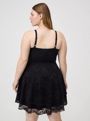 NWT Torrid Lace Corset Tiered Mini Dress Black Plus Size 4
