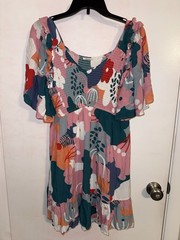 Jodifl Babydoll Dress Women&rsquo;s Size Large Smocked Floral Flowy Boho Summer EUC