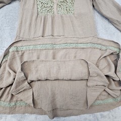 Jodifl Mini Dress Women&rsquo;s Small Tiered Bell Sleeve Lace Trim Casual Boho Peasant
