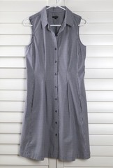 TALBOTS $128 Gingham Check Sleeveless Cotton Shirt Dress Size 10 Petite