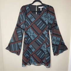 NWOT BCBGeneration Boho Chic Aztec Print Mini Dress Crochet Detail, Small