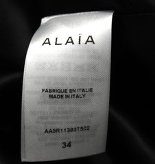ALAIA $4,900 Fall 2021 Black Hammered Satin & Leather Cut-Out Evening Gown 34