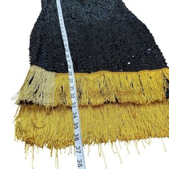 As U Wish Black Sequin Gold Fringe Flapper Dress Size L Cocktail Party 1528418H4