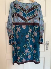 CHARLOTTE SPARRE blue shades stretch silk Shift Dress – S