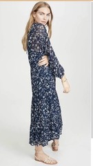 Free People Yellowstone Prairie Western Floral Print Midi Dress Slip Chiffon M